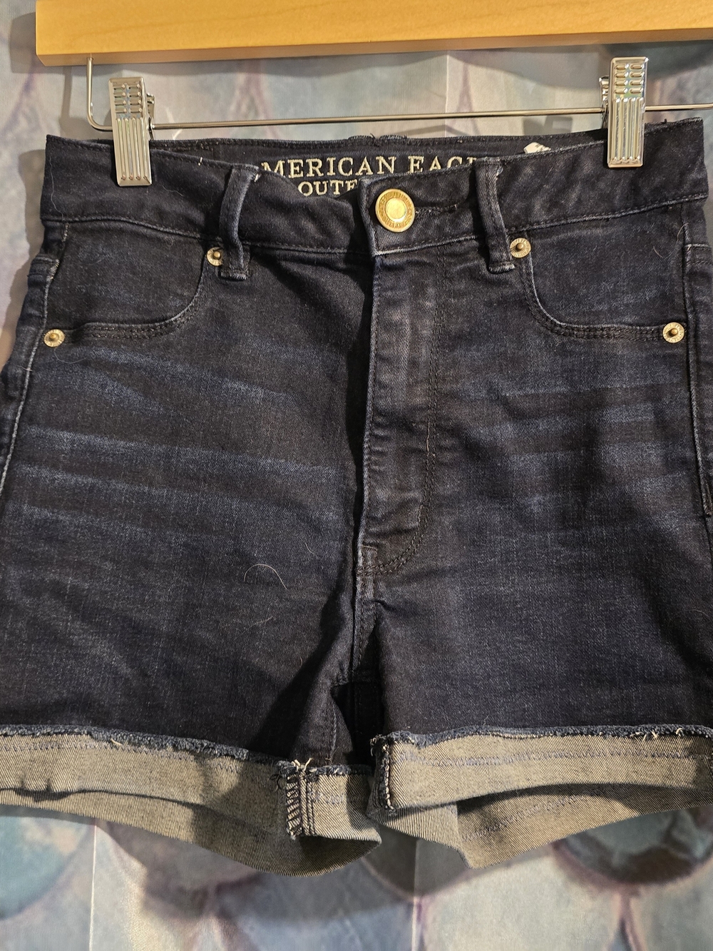 American Eagle Outfitters Dark Indigo Rolled Hem Jean Shorts